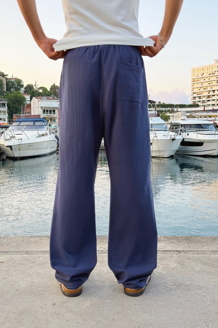 Bel Lastikli Keten Pantolon