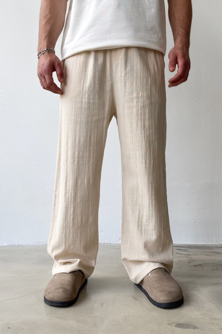 Bel Lastikli Keten Pantolon