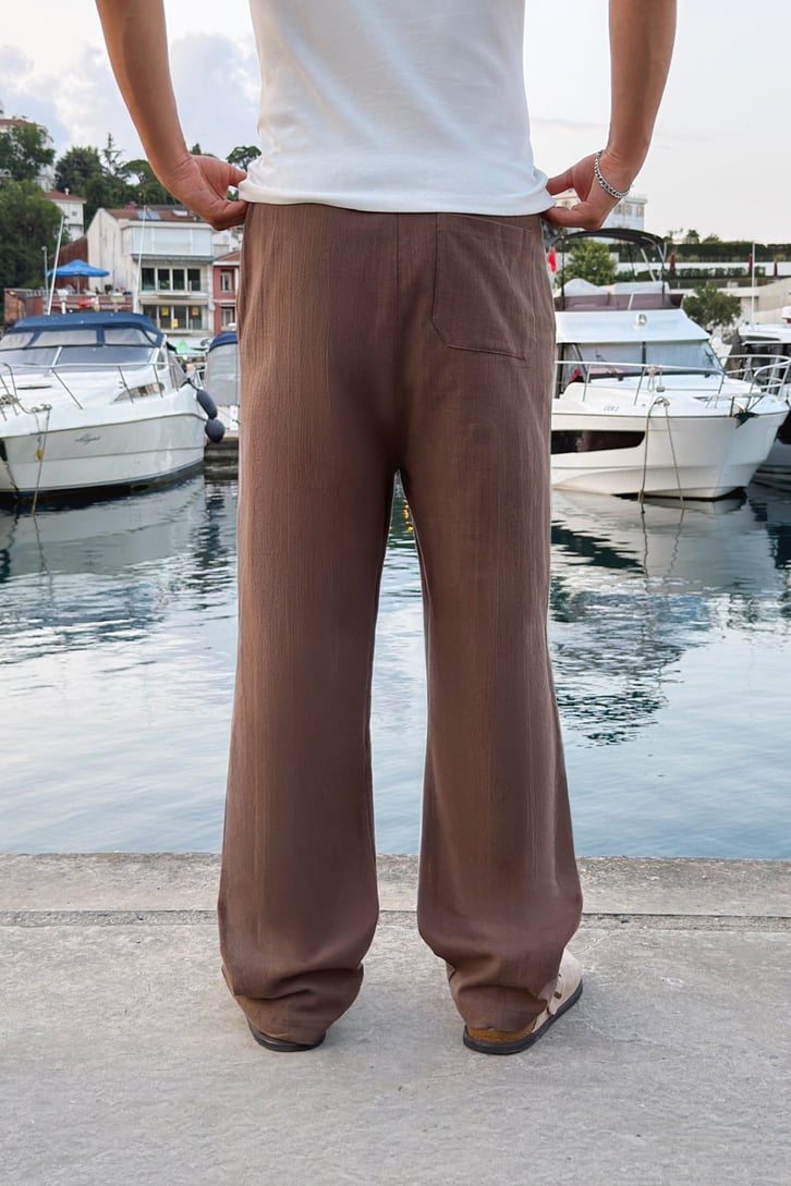 Bel Lastikli Keten Pantolon