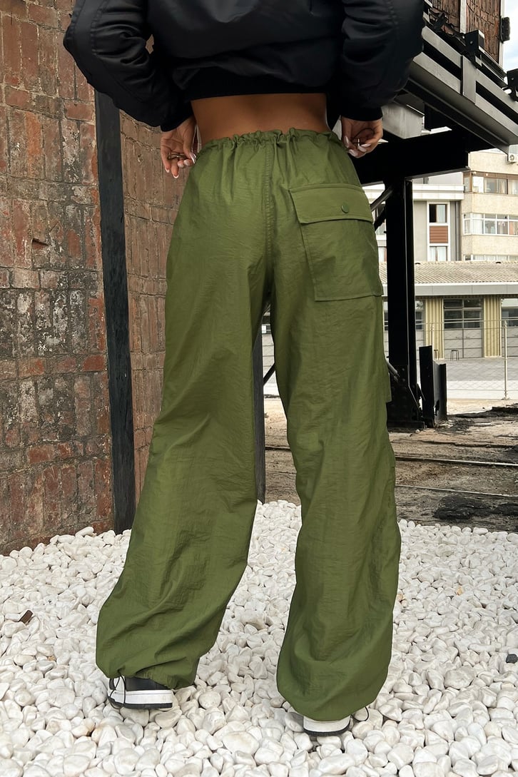Bel Lastikli Krem Baggy Pantolon