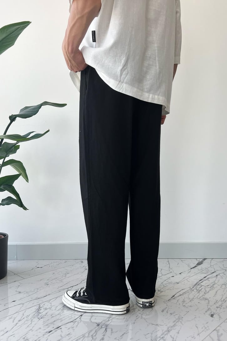 Beli Lastikli Basic Siyah Baggy Eşofman