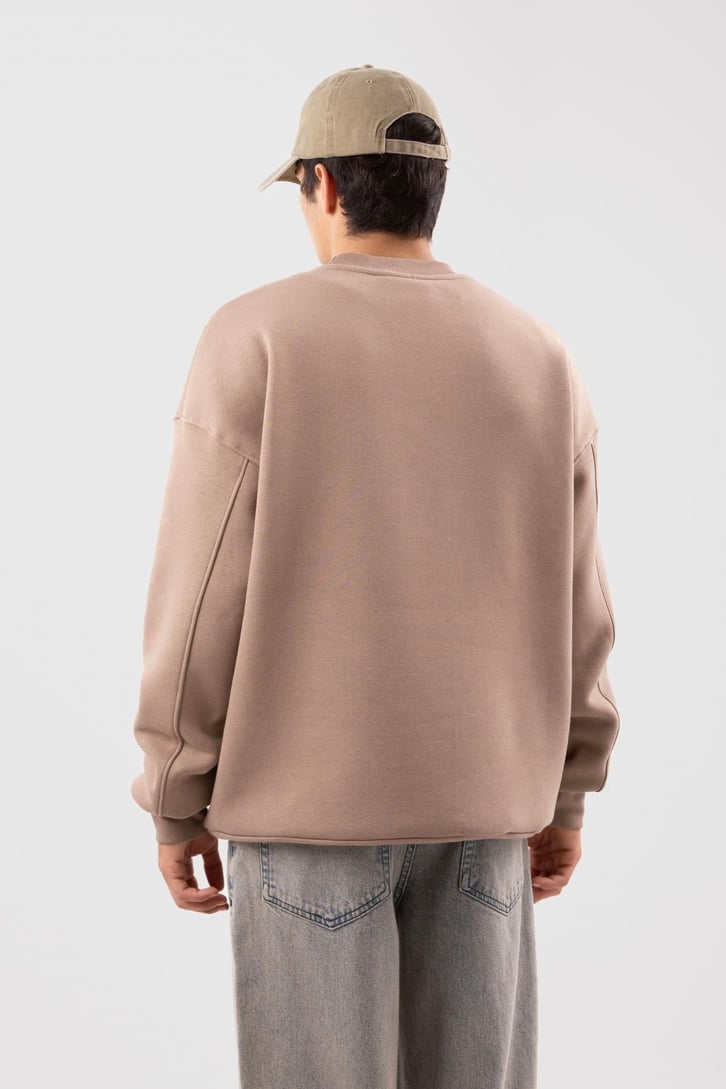 Bisiklet Yaka Basic Beyaz Sweatshırt