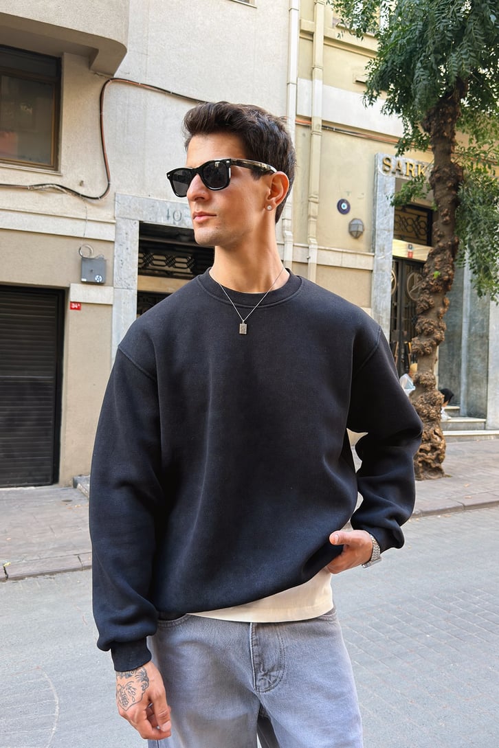 Bisiklet Yaka Oversize Sweatshirt