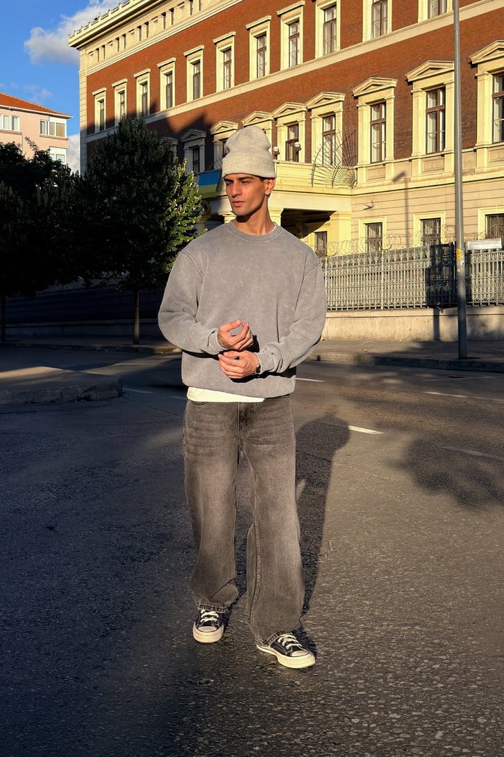 Bisiklet Yaka Oversize Sweatshirt