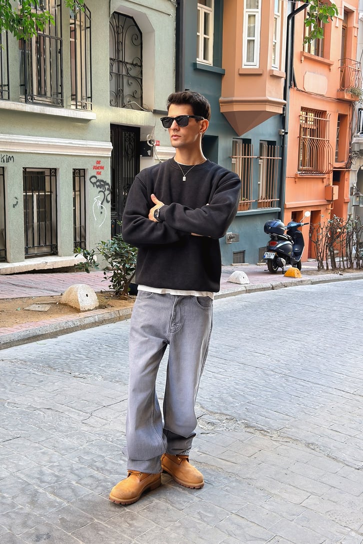 Bisiklet Yaka Oversize Sweatshirt