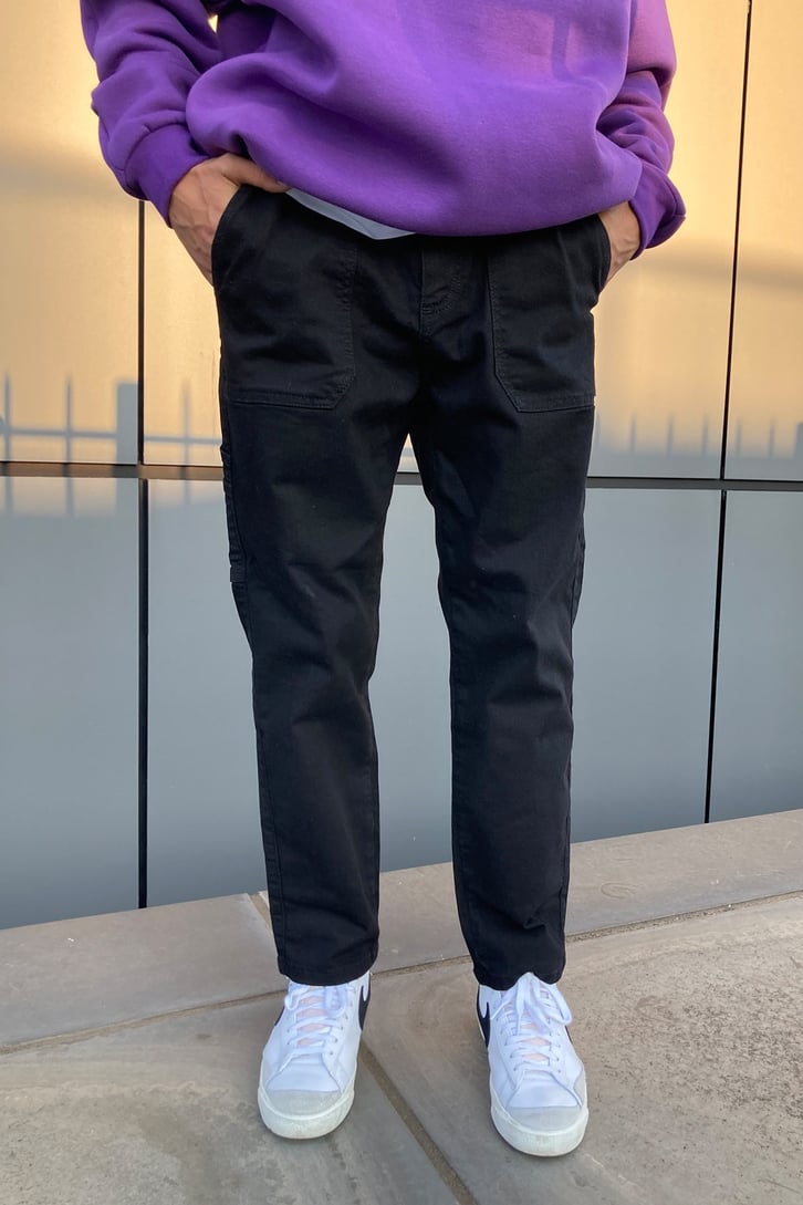 Black Cargo Pocket Baggy Jean