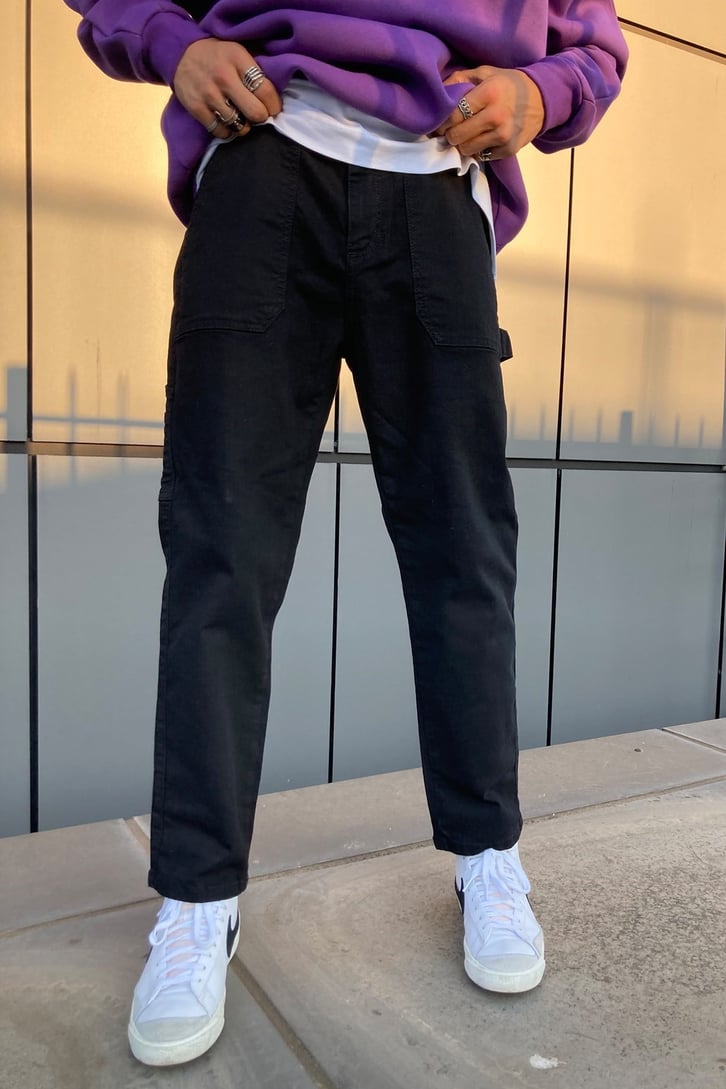 Black Cargo Pocket Baggy Jean