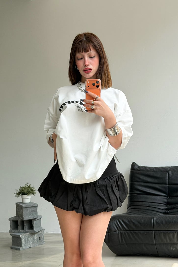Black Poplin Bubble Skirt