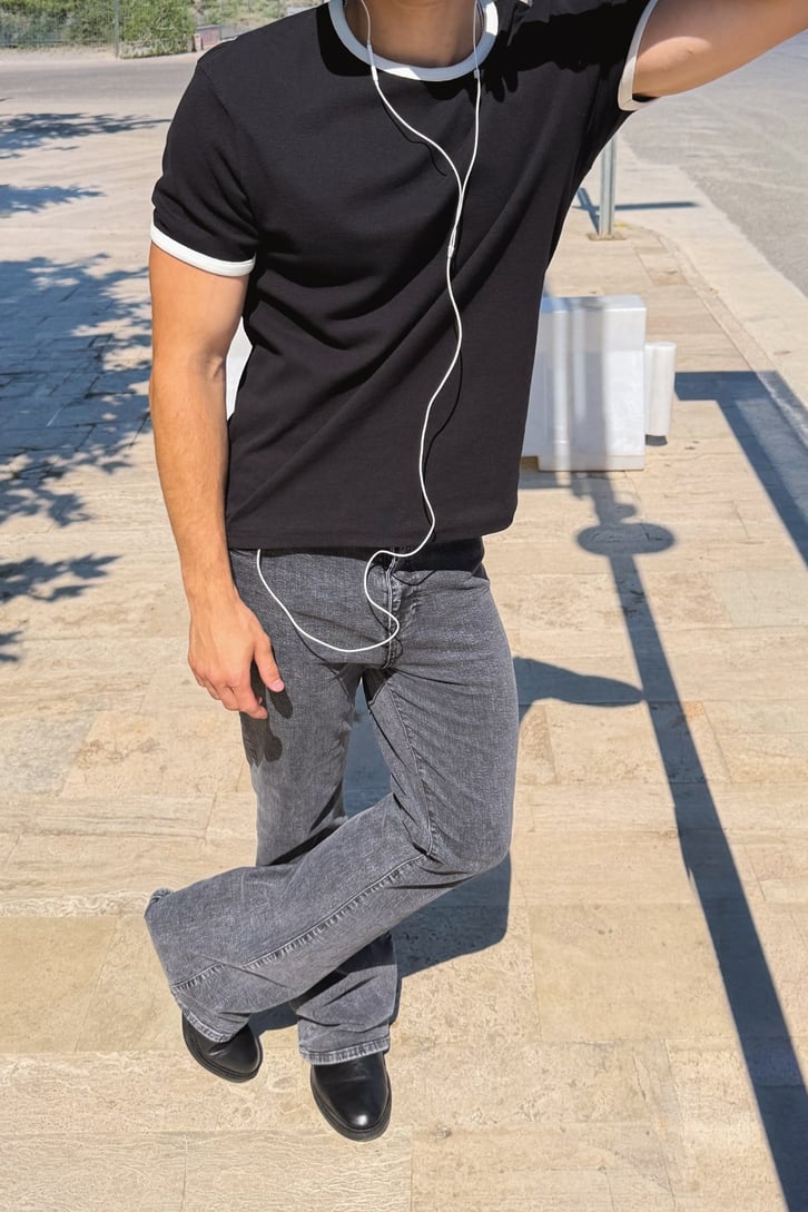 Black White Ringer Tee