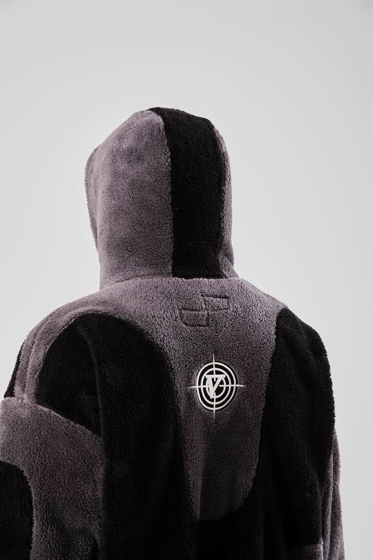 Bloklu Teddy Füme Zip Hoodie
