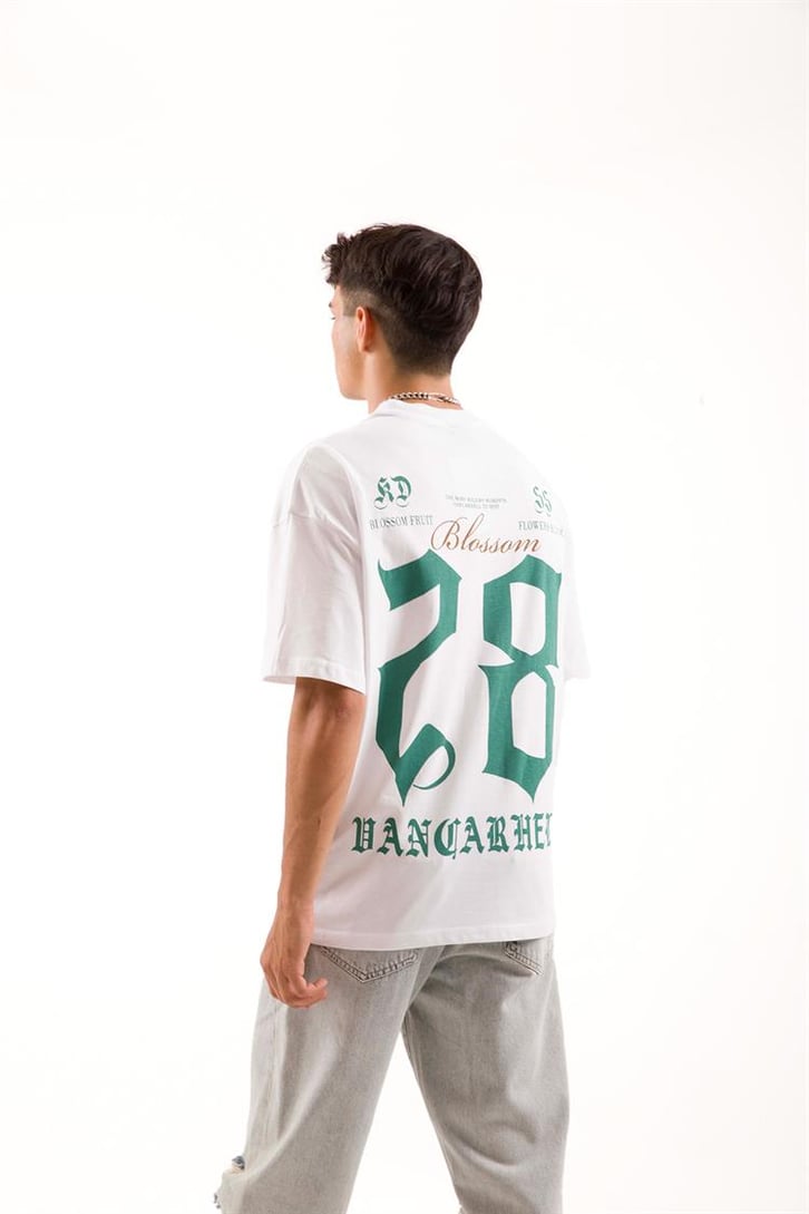 Blossom 28 Baskılı Beyaz Oversize Tişört