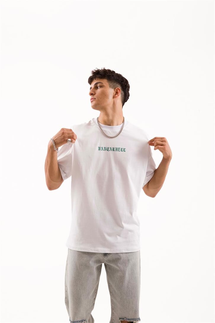 Blossom 28 Baskılı Beyaz Oversize Tişört