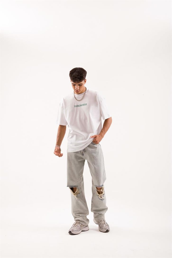 Blossom 28 Baskılı Beyaz Oversize Tişört