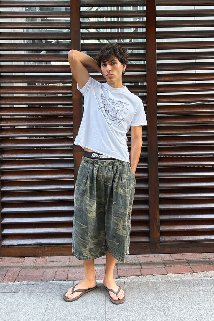 Blueprint Baskılı Boxy Fit Tişört