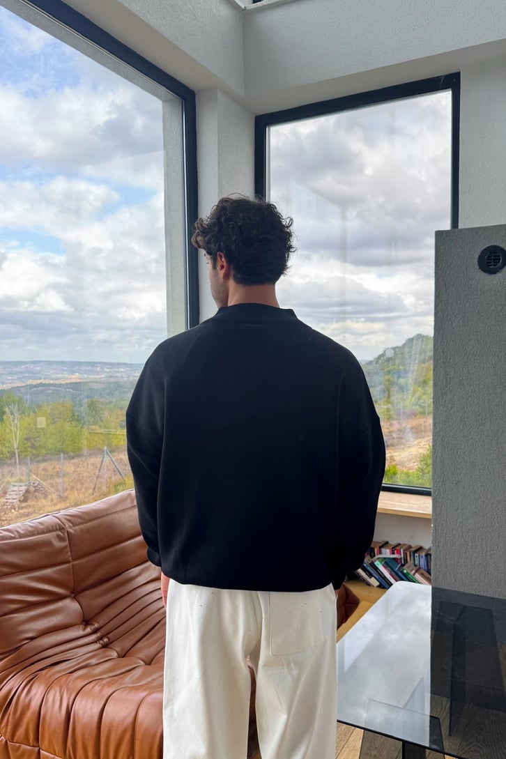 Boğazlı Half Zip Triko Kazak