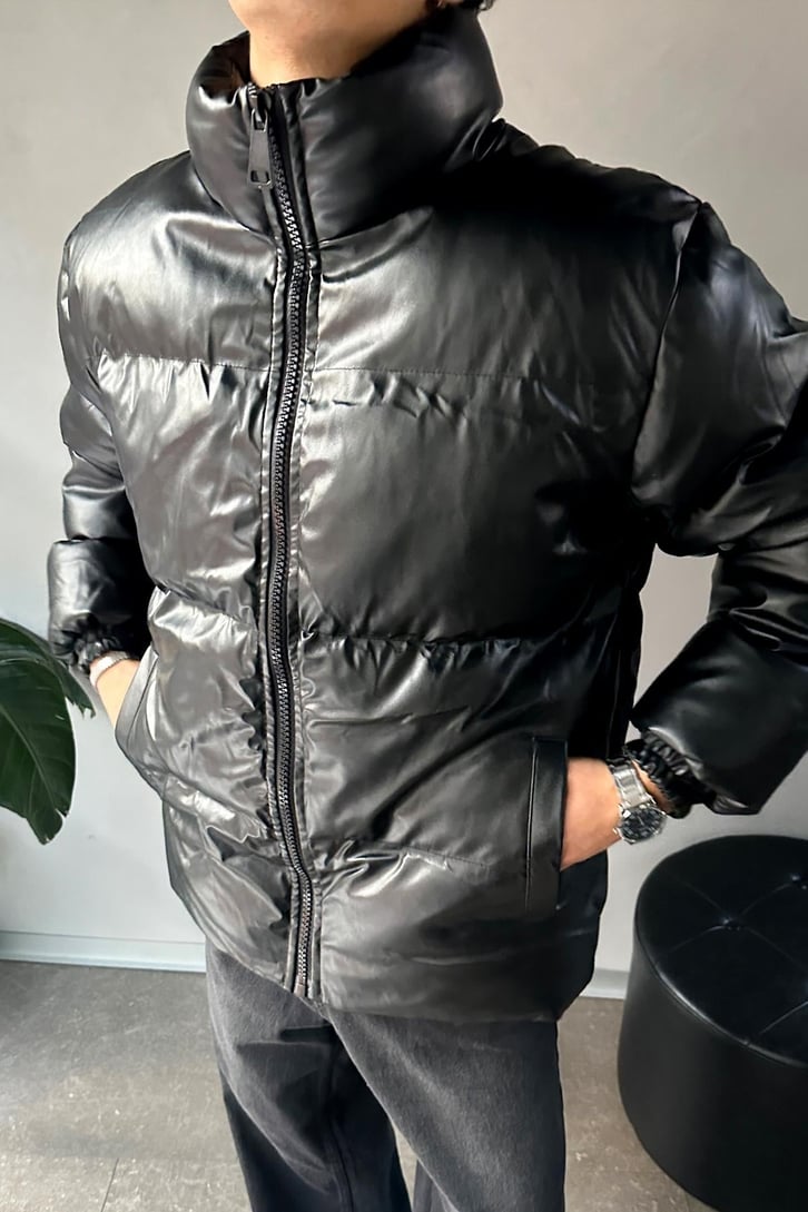 Bomber Siyah Deri Mont