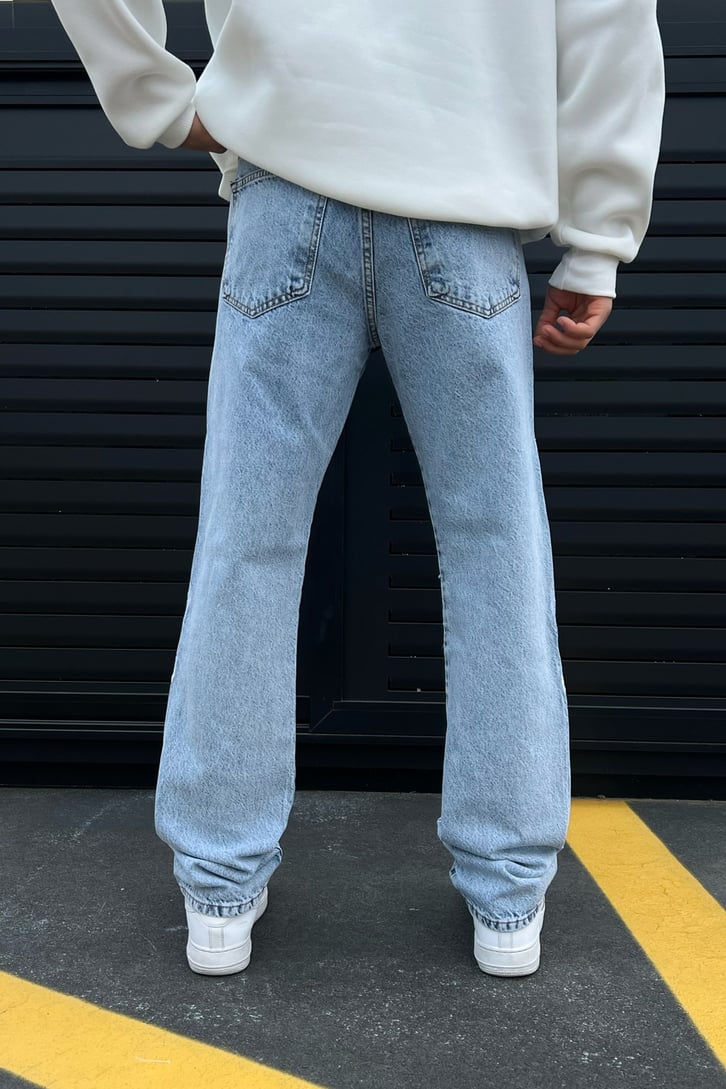 Bone Nakışlı Buz Mavi Regular Fit Jean