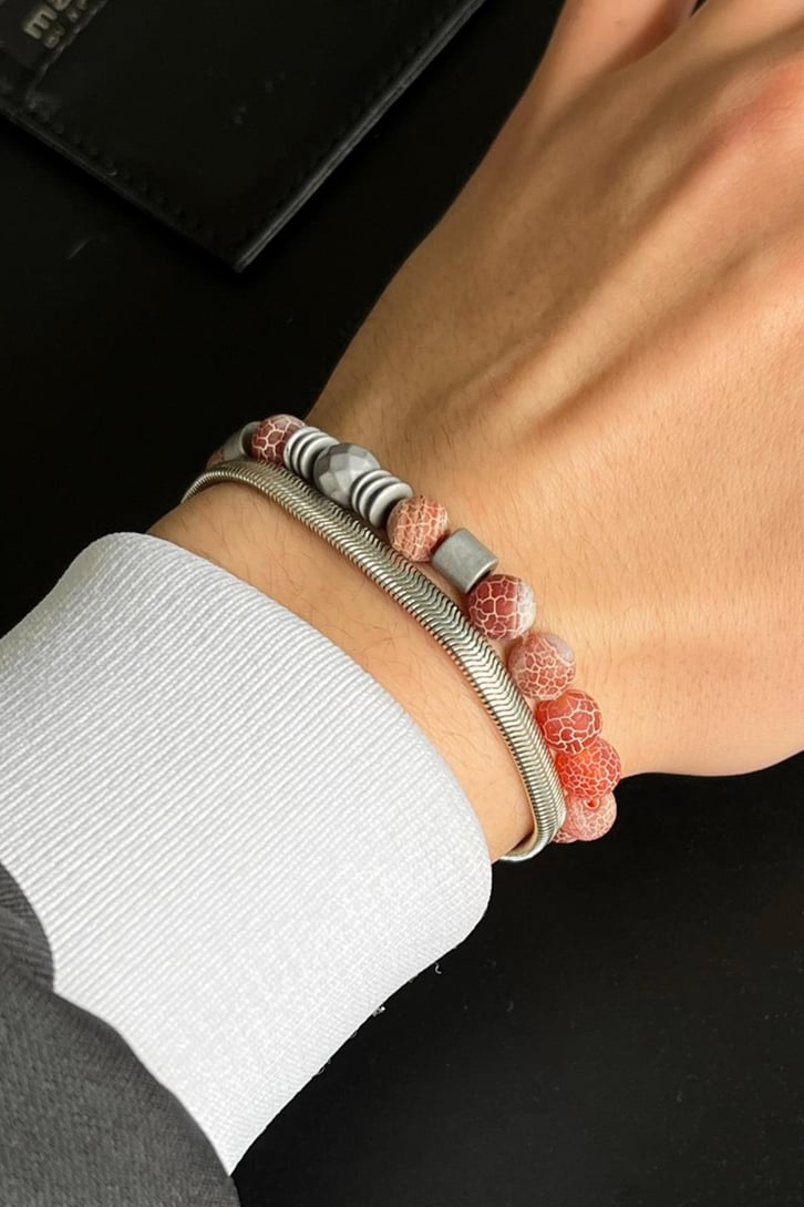 Bordo Taşlı Bileklik