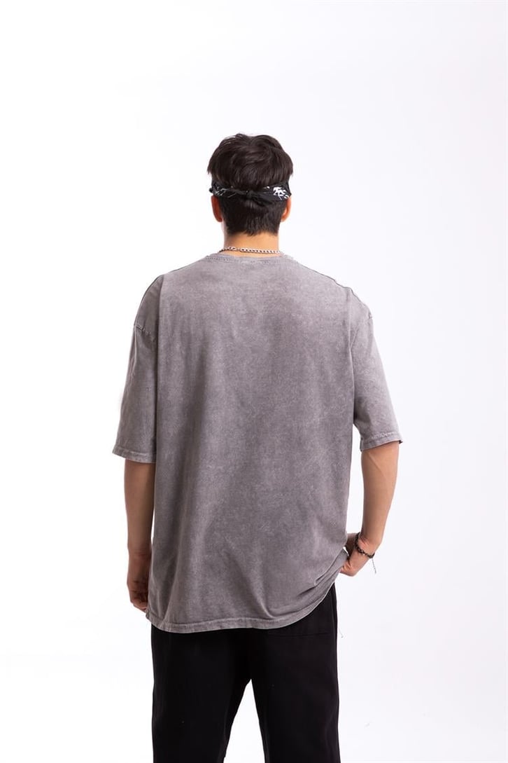 Born Again Baskılı Acid Wash Oversize Tişört