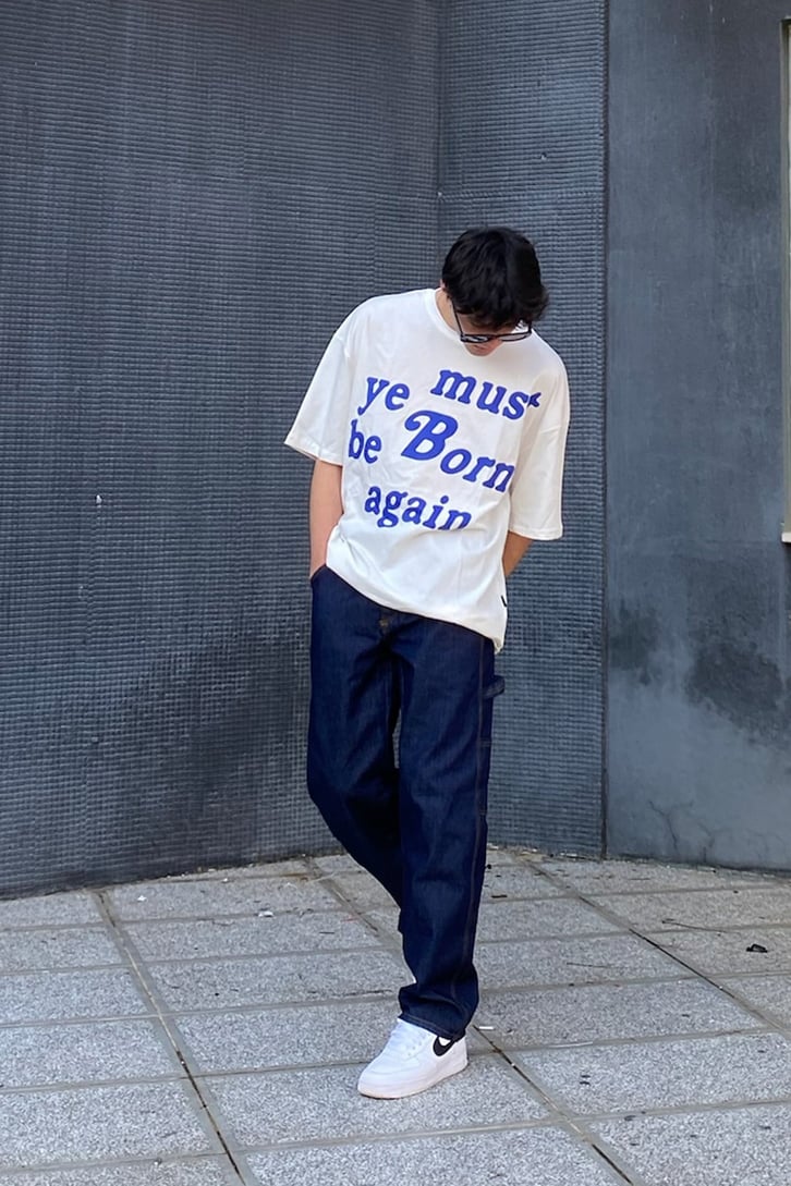 Born Be Again Oversize Beyaz Tshirt