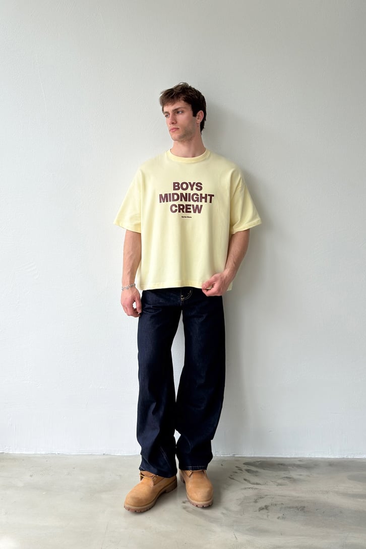 Boys Midnight Crew Baskılı Crop Tişört