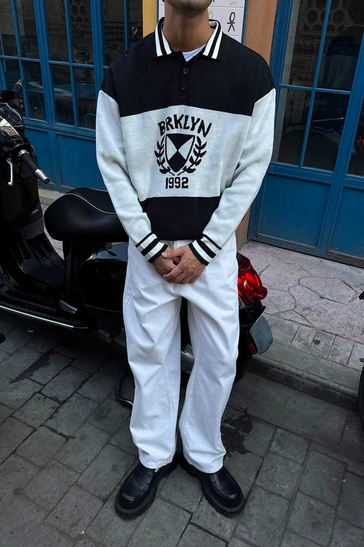 Brklyn Nakışlı Triko Kazak