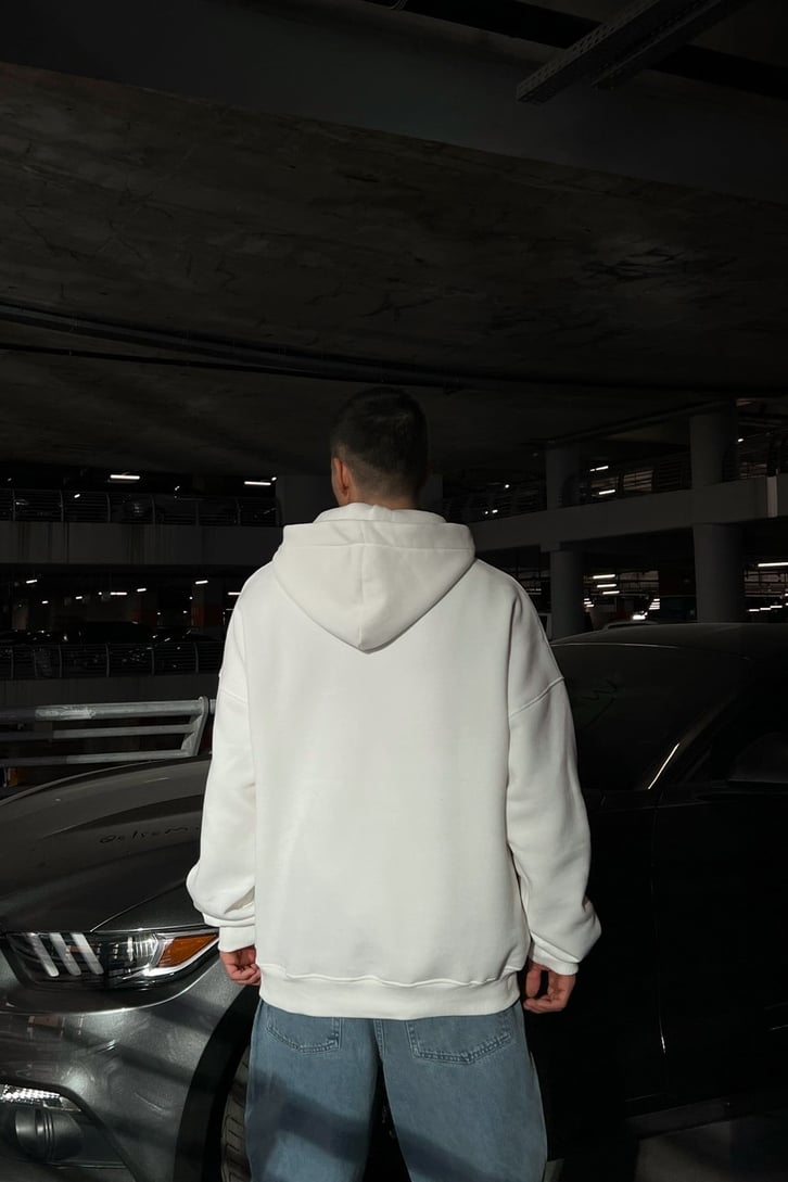 Bronx Champs Baskılı Beyaz Oversize Sweatshirt