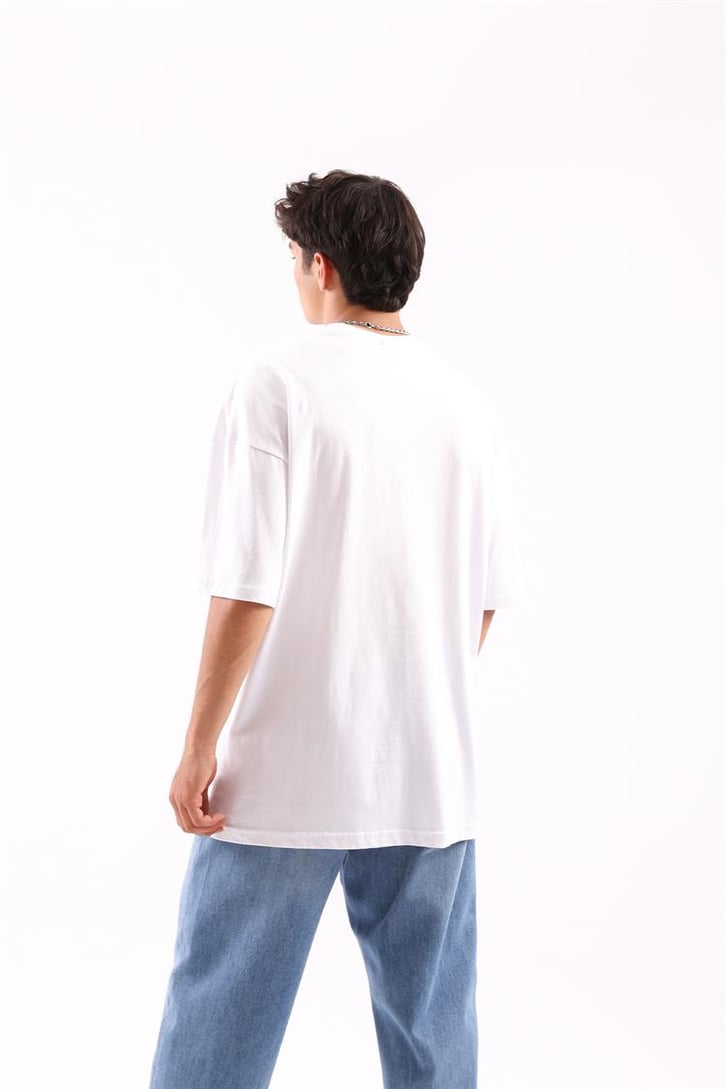 Brooklyn Baskılı Beyaz Oversize Tshirt