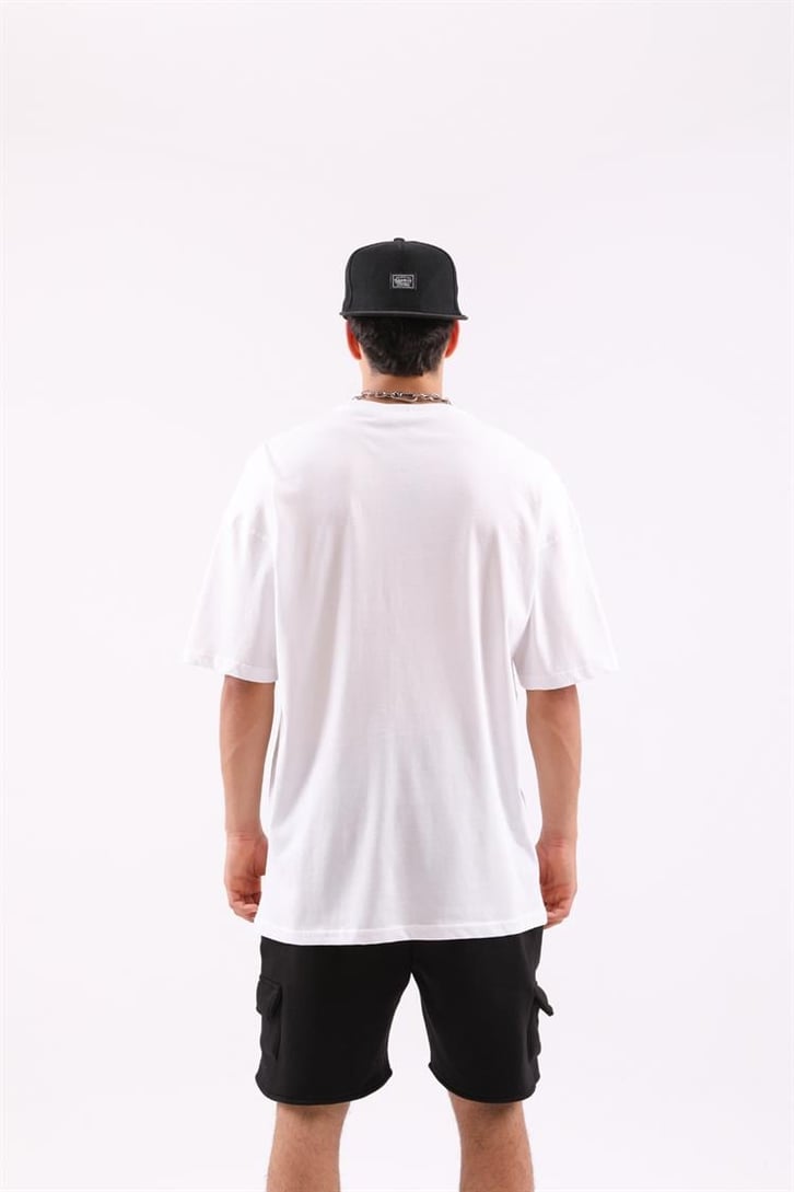 Bulls Baskılı Beyaz Oversize Tişört