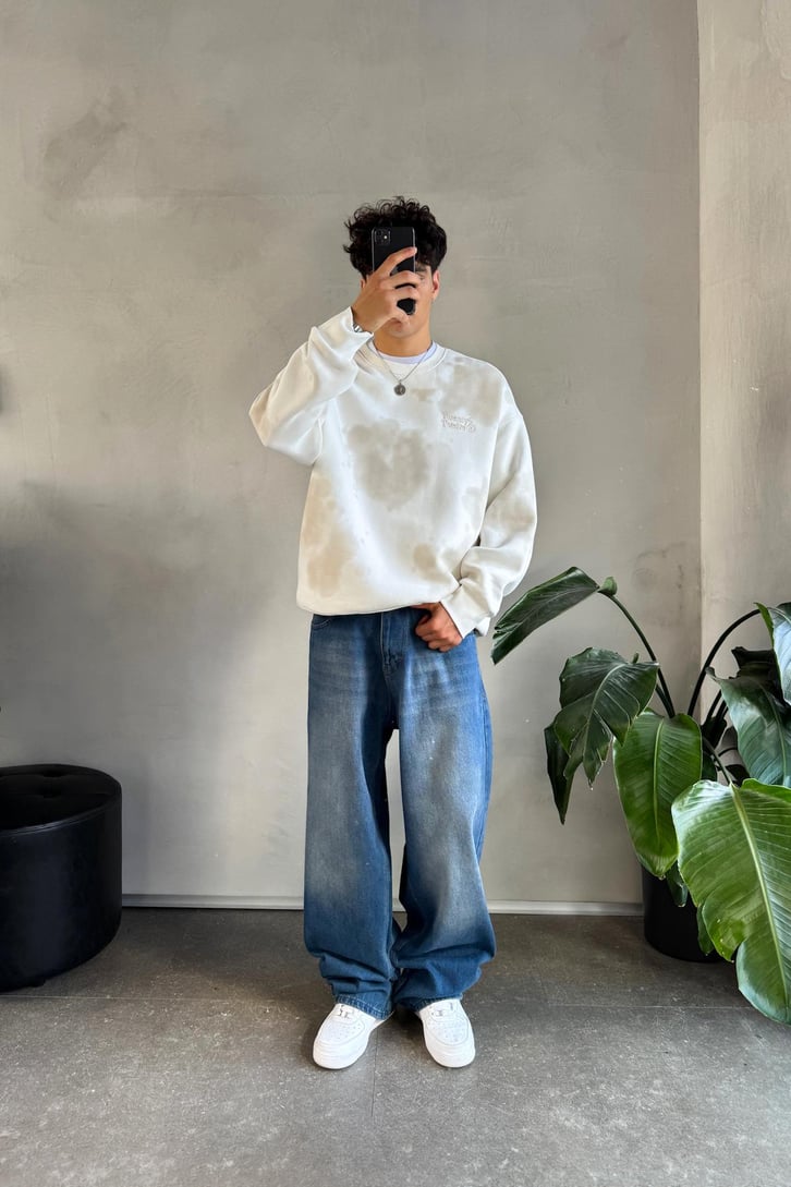 Bulut Desenli Oversize Sweatshirt