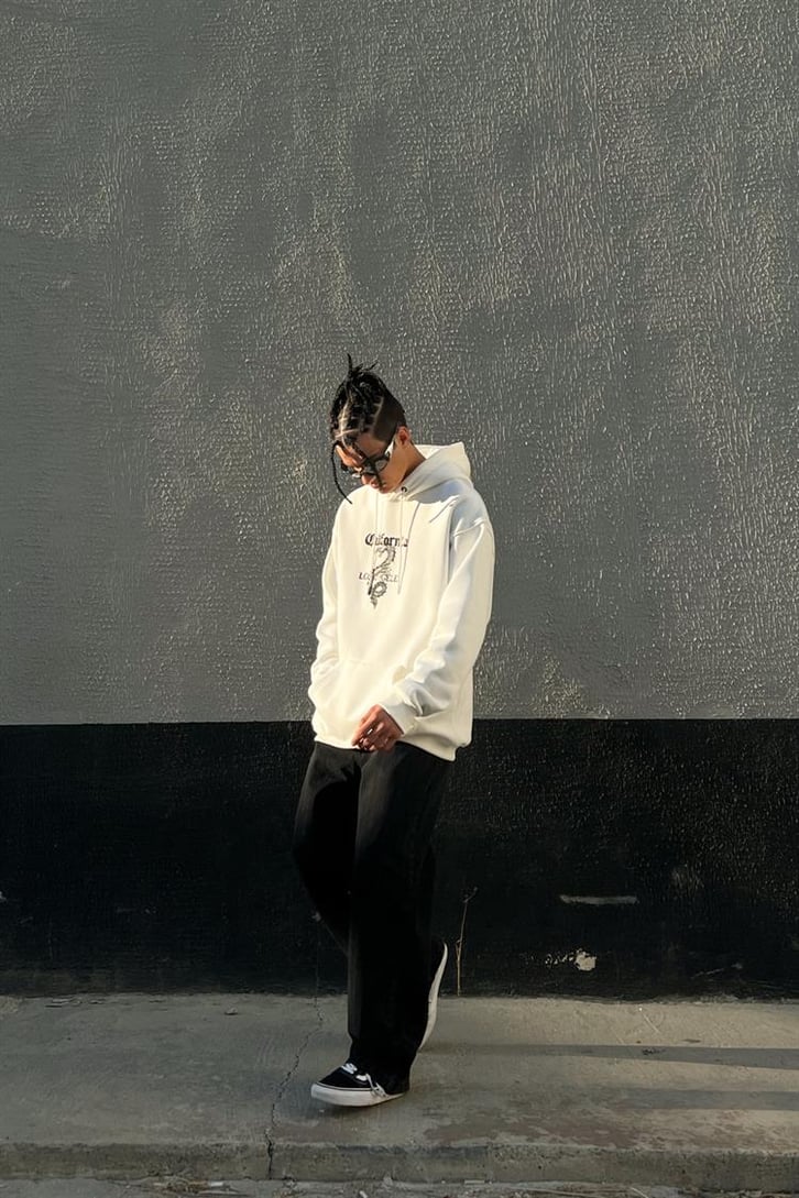 California Dragon Beyaz İçi Pamuklu Oversize Hoodie