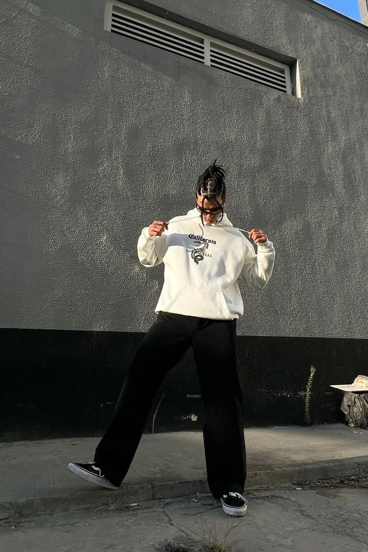 California Dragon Beyaz İçi Pamuklu Oversize Hoodie