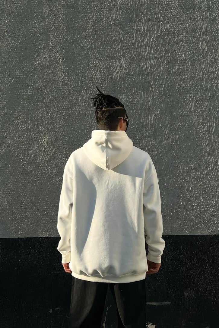 California Dragon Beyaz İçi Pamuklu Oversize Hoodie