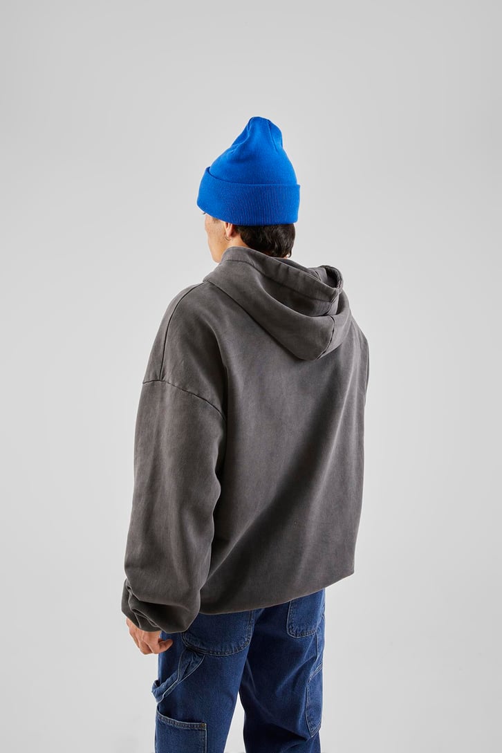 California Nakışlı Antrasit Zip Hoodie