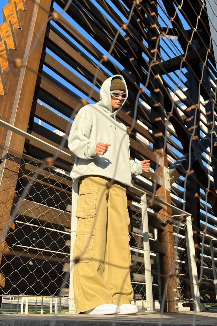 Cargo Pocket Camel Baggy Jean