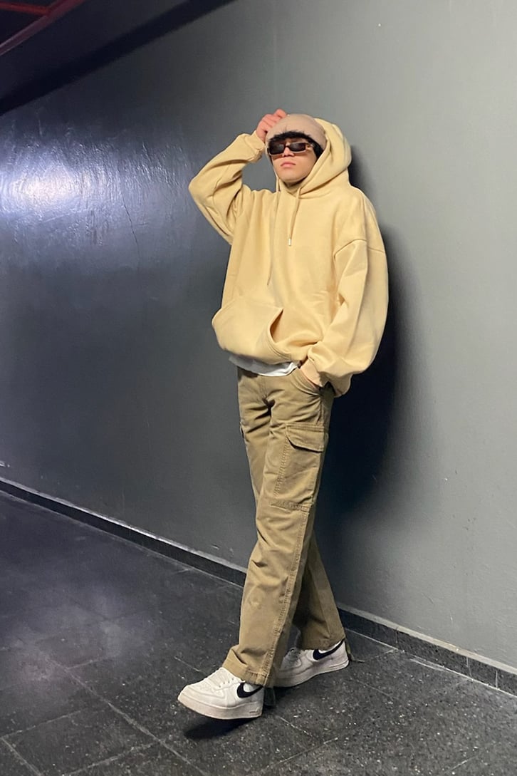 Cargo Pocket Khaki Baggy Fit Premium Jean