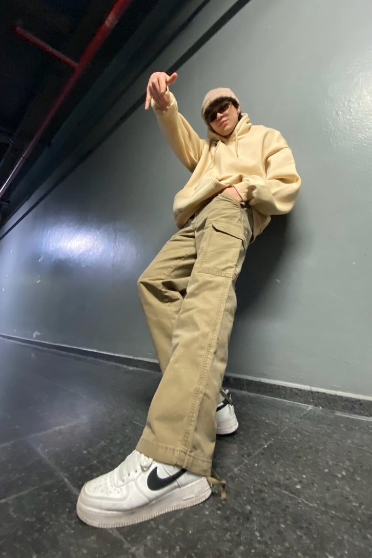 Cargo Pocket Khaki Baggy Fit Premium Jean