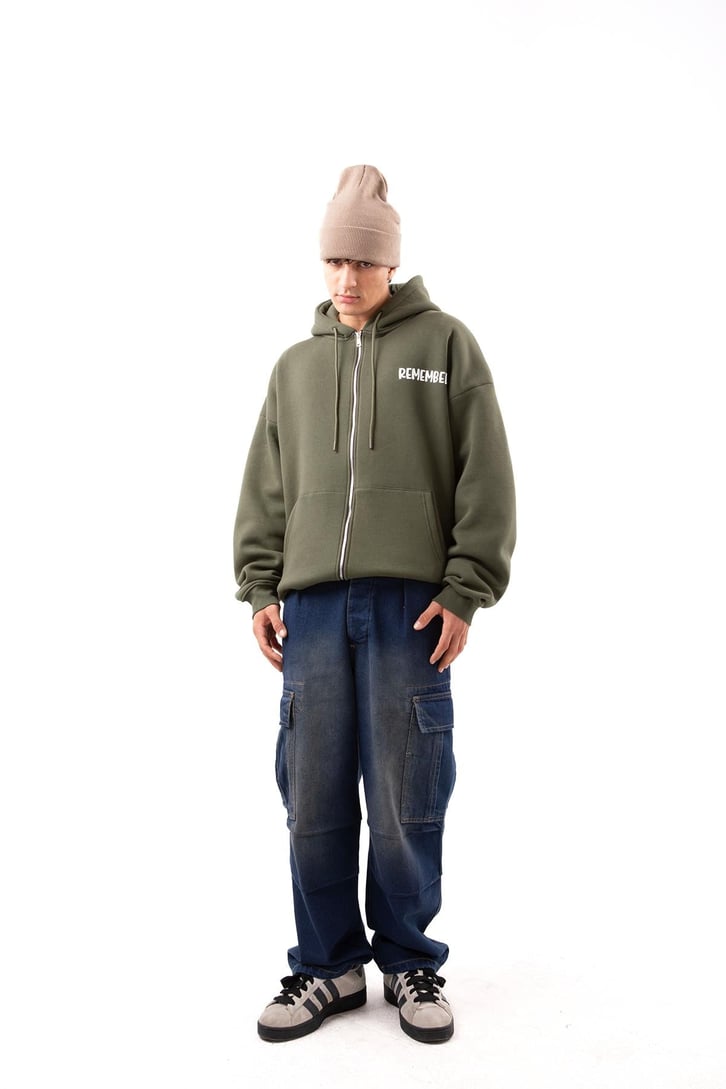 Cargo Pocket Lacivert Baggy Jean