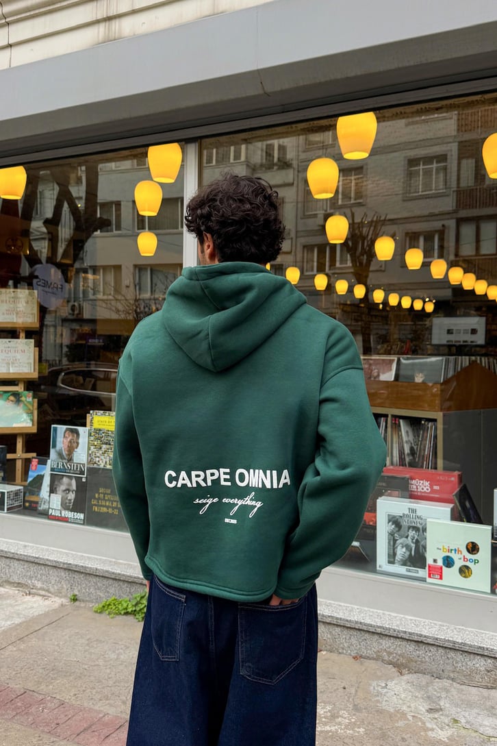 Carpe Baskılı Ayarlanabilir Hoodie
