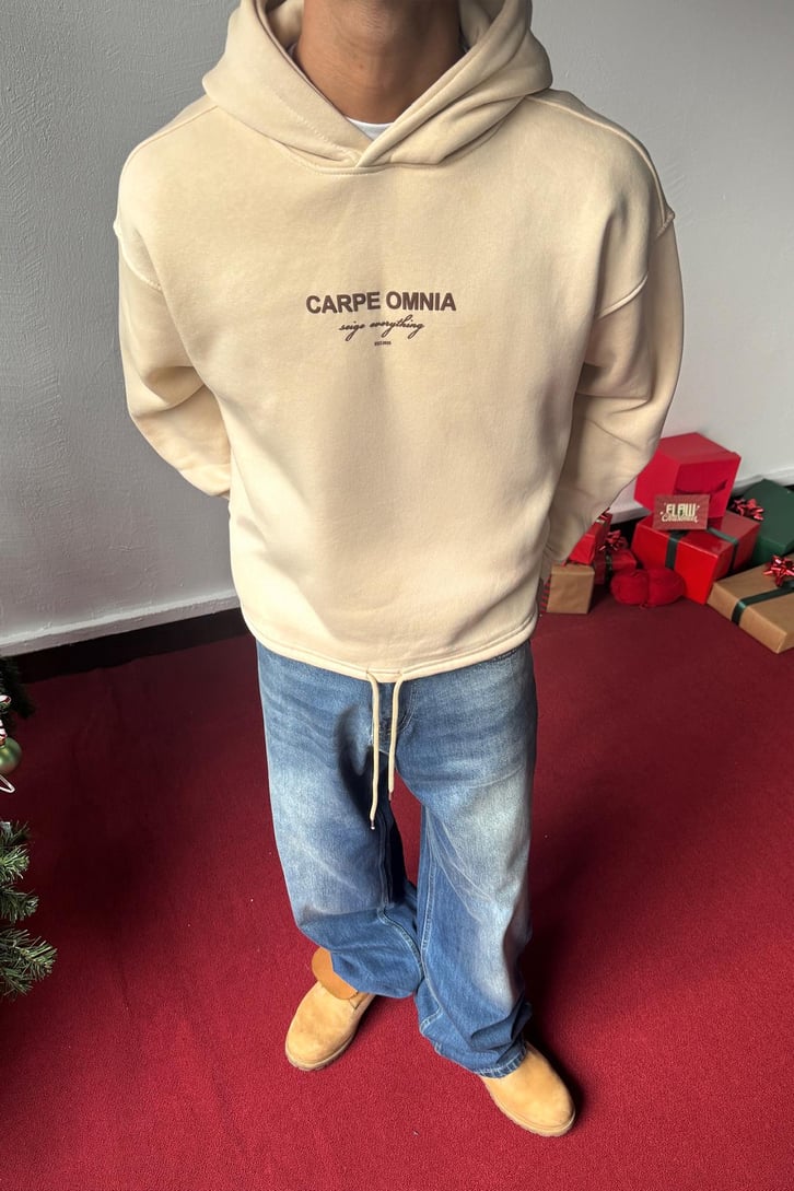 Carpe Baskılı Ayarlanabilir Hoodie