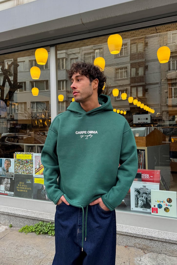 Carpe Baskılı Ayarlanabilir Hoodie