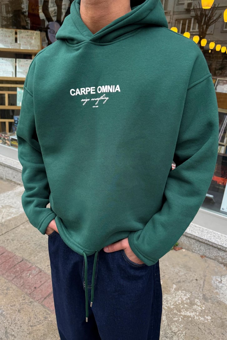 Carpe Baskılı Ayarlanabilir Hoodie