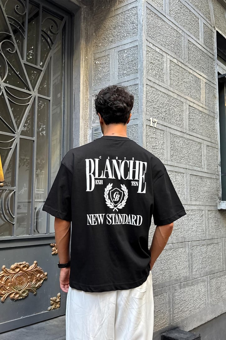 Carte Blanche Baskılı Siyah Tişört