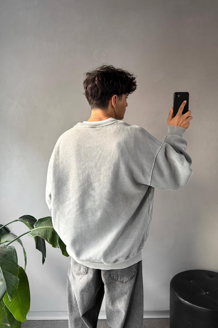 Cep Detay Bisiklet Yaka Sweatshirt