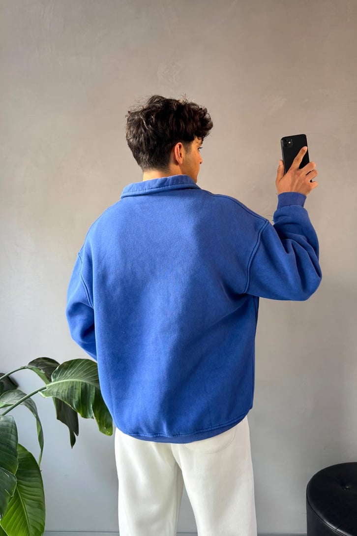 Cep Detay Polo Yaka Sweatshirt