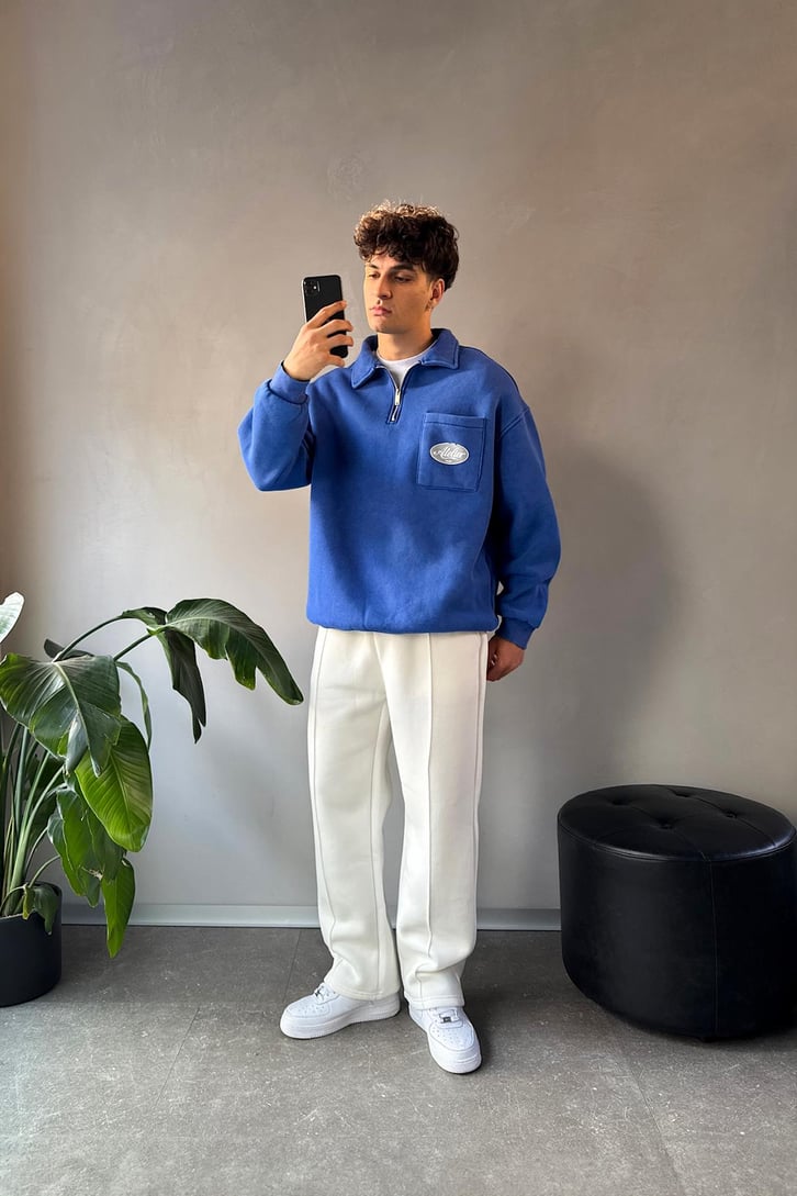 Cep Detay Polo Yaka Sweatshirt