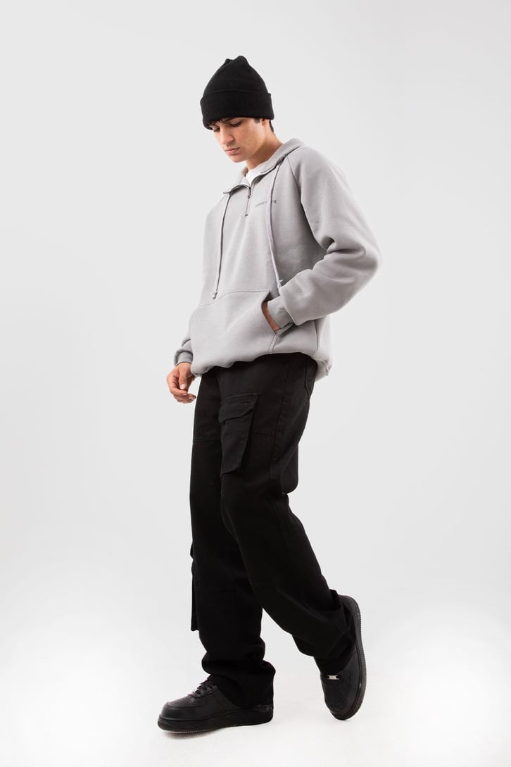Cep Detay Siyah Baggy Jean