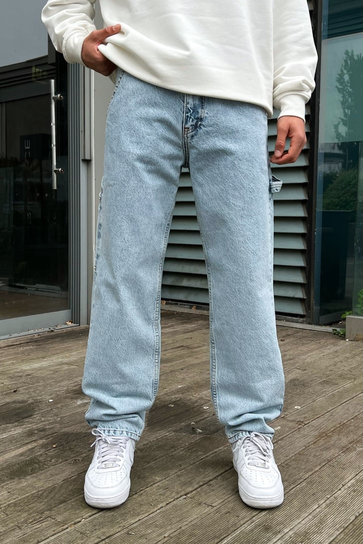 Cep Detaylı Buz Mavi Baggy Jean