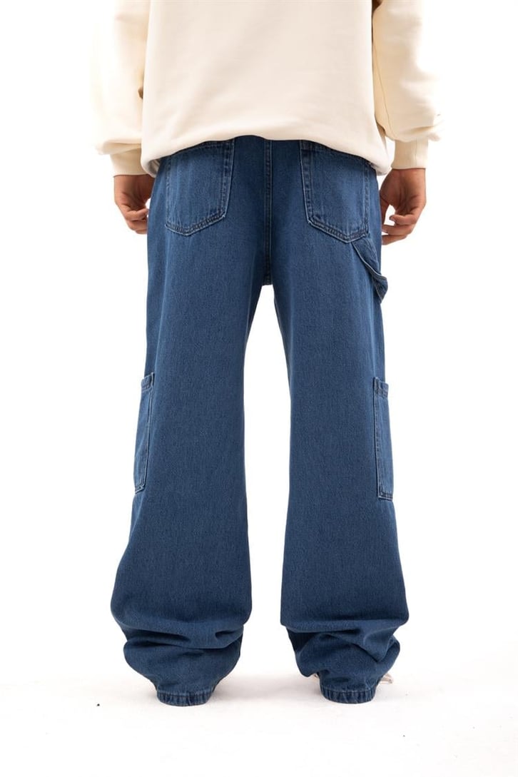 Cep Detaylı Mavi Baggy Jean