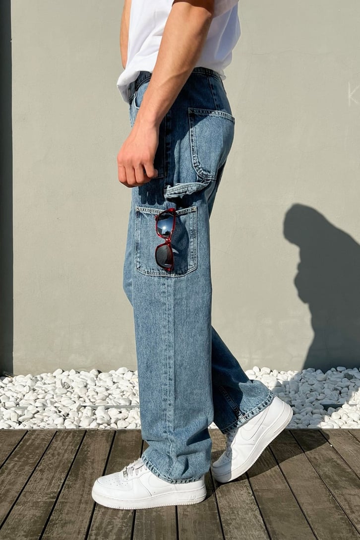 Cep Detaylı Mavi Regular Fit Jean